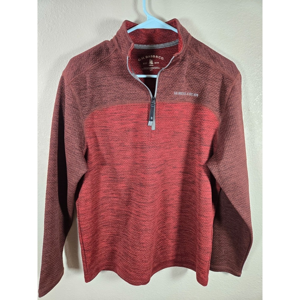 G.H. Bass Active Shirt Mens Small Pullover 1/4-Zip Long-Sleeve Textured Red - Picture 1 of 5